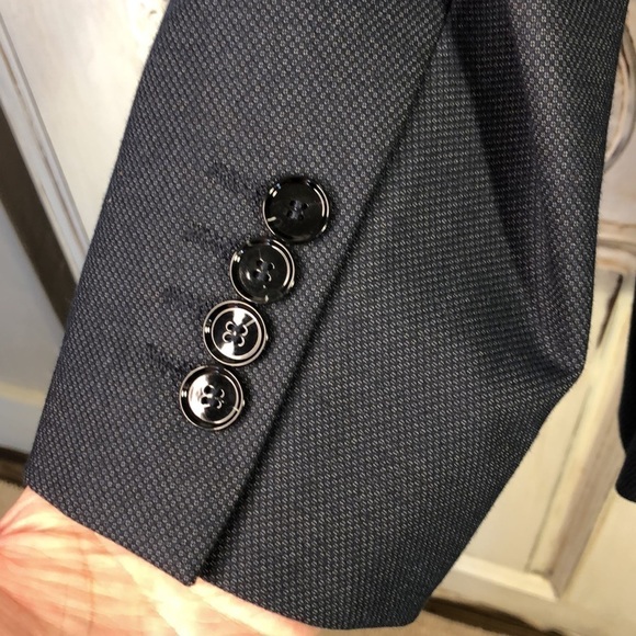 Zara Man Blue Two Button Front Closing Sport Coat with Built In Pocket Square - Picture 5 of 11